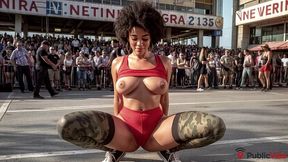 curly nigerian girl gets extreme pleasure from being fucked in public. [ai]