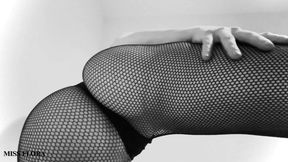 Fishnet Tights Tease in Black and White (WMV)