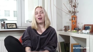 Ersties - Sexy Barcelona Blonde Fingers Her Wet &amp; Hairy Pussy