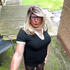 Sexy crossdresser Kellycd2022 in black seamless pantyhose