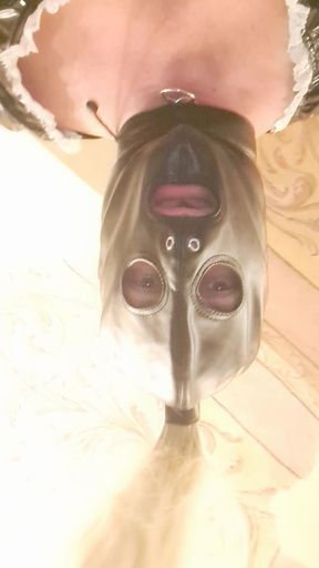 masked maid self fuck with dildo