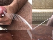 Hairy man slow motion big cumshot compilation