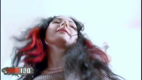 Pornostar Brunette with Big Boobs Ana Martin Dancing and Stripping with a Black Outfit