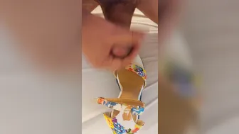 Twink in high heels masturbates and shoots a big cumshot