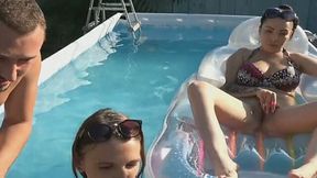 Teen Milf and Dude on Outdoor Pool Sex
