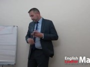 Teamlocked Boss smokes cigar & explains that all chastity workers will suck off managers PREVIEW