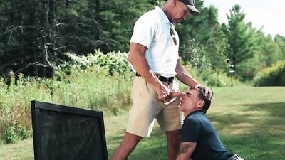 Dick Dawson takes Dallas Steele's bareback pounding on the golf course and ends up riding his big club like a pro