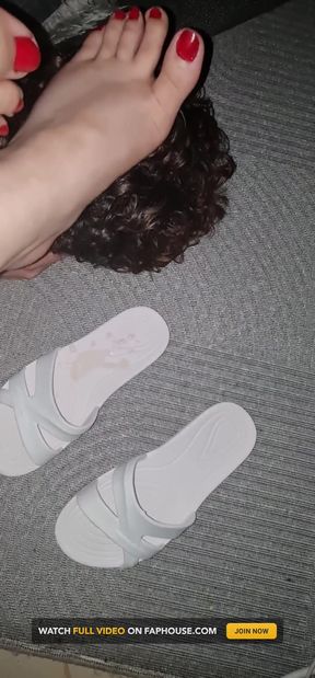 My Cuckold Slave Cum on My Slipper