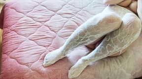 blonde transgender lingerie cumshot