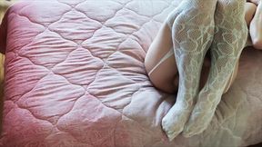 blonde transgender lingerie cumshot