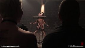 Suspended upside down and fucked publicly