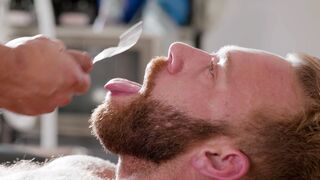 Dr. Brogan gets his face messed up by an epic cumshot!
