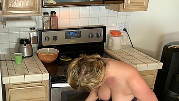 Stepmom in the kitchen takes stepson's dick after he takes the wrong - Erin Electra