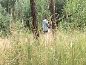 Small titted German babe gets her pierced muff destroyed in the woods