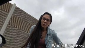 Nerdy whore welcomes plowed in car