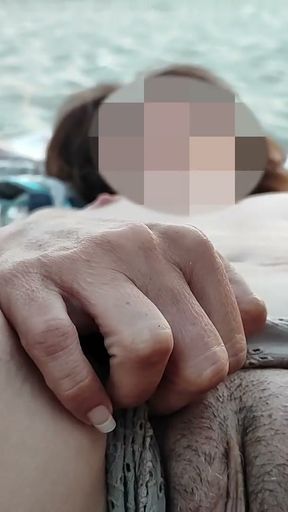 On public beach flash my pussy in front of a stranger and he helps me to squirt - it's very risky - MissCreamy   Clip 1