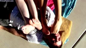 Stepsister and her friend foot domination