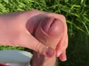 Horny Lad Pisses And Wanks In The Fields After Supper