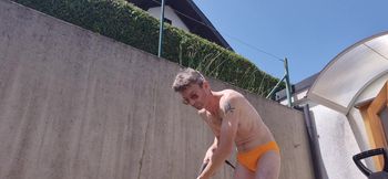 While I spray the floor...sorry about the spray!