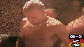 Assfucked stud penetrated in group sex in missionary