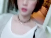 ABM019 Beauty femboy become horny worker 国产人妖女装大佬艾爷女工发情-口枷贞操锁