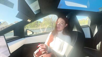 Big Ass Redhead Cheats with Sloppy Deepthroat Car Cowgirl Fuck