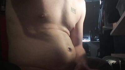 Amateur gay chap is filing himself while stroking his pecker