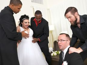 Busty bride gets rough BBC in her ass and tits