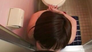 Hot Japanese Girl tied blowjob hairly dick with yummy tits toilet 2