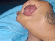 Hot Latino Guy Almost Caught Stroking Wet Leaking Cock