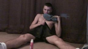 sneaker solo with piss in bathroom
