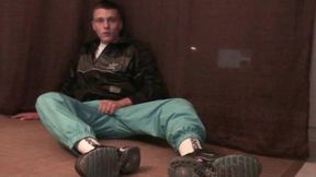 sneaker solo with piss in bathroom