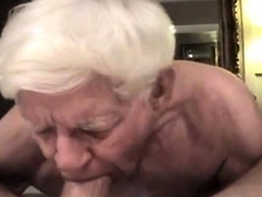 Gray haired grandpa suck huge cock and get it in his ass