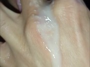 deep throat, submissive, tongue, saliva, sloopy, cum in my mouth, closeup