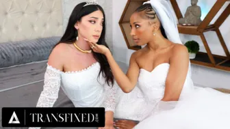 Virgin trans girl Kasey Kei gives Olivia Jay a wedding night creampie