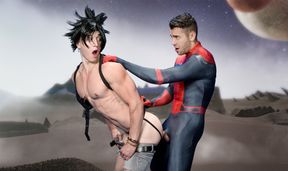 Cosplaying guys end up fucking each other in a compilation