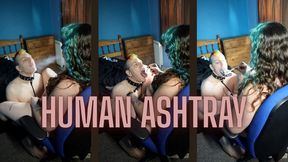 Goddess Kinx Human Ashtray: Sub Between Legs, Ash in Mouth, Smoke Blown in Face, Cig Out on Tongue!