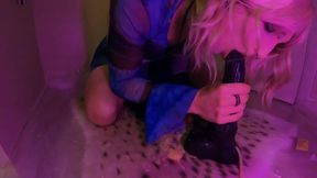 Blonde Trans Chokes Milk Wave Bad Dragon Cum Gush Destroyed