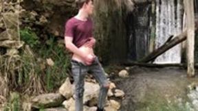 Hot Hunk Jerking His Big Dick (23cm) in Public Place near the dam"-"Teen Boy