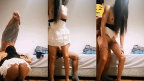 me pongo de espaldas para que no vea mi verga mpas grande que la suya / trans con hetero curioso