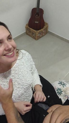 Latina wife gives her husband the best blowjob