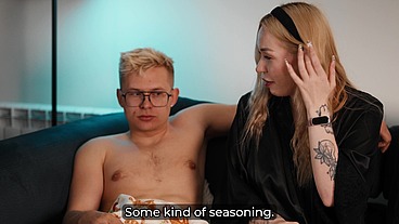 Step Mom's Silky Robe Drives Son Wild During Cuddle Session - Blonde MILF Gets Wet