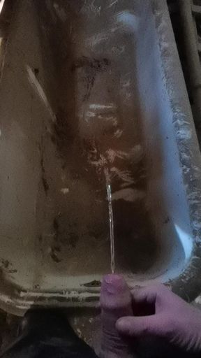 Biker Break: Marking an Old Tub inside a Barn with my piss