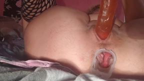 Pussy play with speculum in ass,panty in pussy,pee