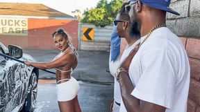 Blonde bimbo gets destroyed by two dark dudes' unbridled lust