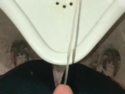 Early Morning Pee Desperation While Camping - Risky Public Pissing & Cumming In A Public Washroom