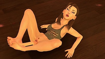 American Girl uses a dildo with her feet.