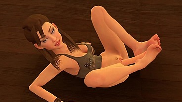 American Girl uses a dildo with her feet.