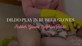 Dildo Play in Rubber Gloves Apron Fetish