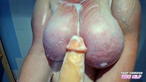 Shower Toy Between My Big Soapy Boobs